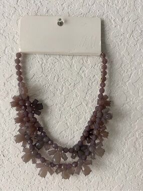 H&M NWT Lavender Taupe Multi-Strand Beaded Necklace | Layered Statement Jewelry